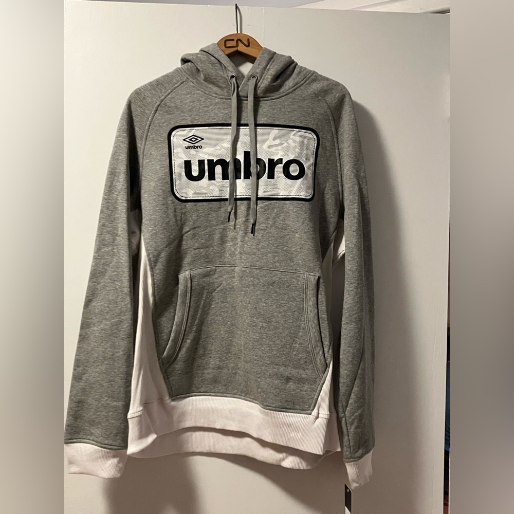 Umbro Men's Hoodie in Gray and White